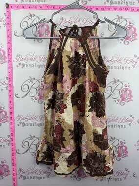 next tank top sequins embroidered Brown Pink Cream Floral Summer Dress